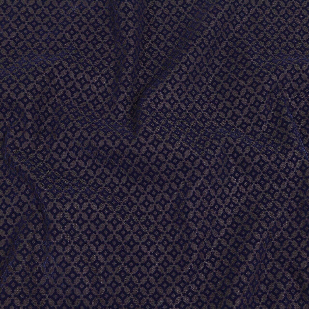 1 Yard Navy Flocked Diamond Stars on Black Diamonds Stretch Cotton Dobby